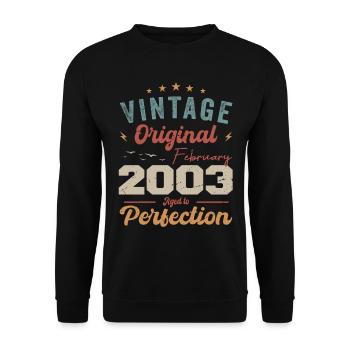 Né en février 2003 millésime 2003 anniversaire - Sweat-shirt Unisexe - noir - Devant - Alina (178cm) & Michal (187cm)