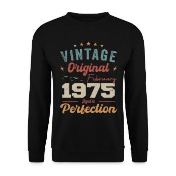 Né en février 1975 millésime 1975 anniversaire - Sweat-shirt Unisexe - noir - Devant - Alina (178cm) & Michal (187cm)