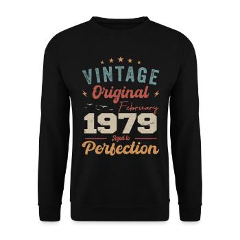 Né en février 1979 millésime 1979 anniversaire - Sweat-shirt Unisexe - noir - Devant - Alina (178cm) & Michal (187cm)