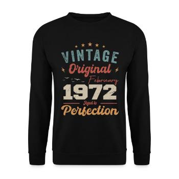 Né en février 1972 millésime 1972 anniversaire - Sweat-shirt Unisexe - noir - Devant - Alina (178cm) & Michal (187cm)