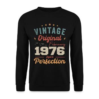 Né en février 1976 millésime 1976 anniversaire - Sweat-shirt Unisexe - noir - Devant - Alina (178cm) & Michal (187cm)