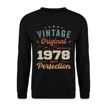 Né en février 1978 millésime 1978 anniversaire - Sweat-shirt Unisexe - noir - Devant - Alina (178cm) & Michal (187cm)