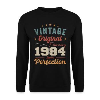 Né en février 1984 millésime 1984 anniversaire - Sweat-shirt Unisexe - noir - Devant - Alina (178cm) & Michal (187cm)
