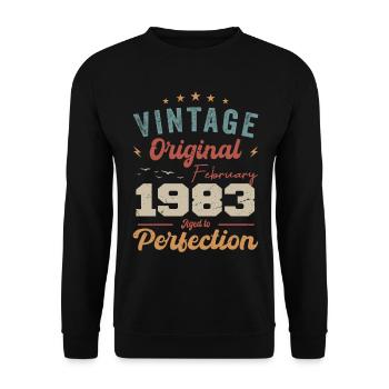Né en février 1983 millésime 1983 anniversaire - Sweat-shirt Unisexe - noir - Devant - Alina (178cm) & Michal (187cm)