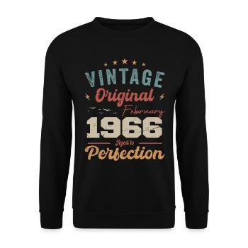 Né en février 1966 millésime 1966 anniversaire - Sweat-shirt Unisexe - noir - Devant - Alina (178cm) & Michal (187cm)