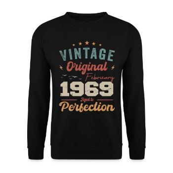 Born in February 1969 vintage 1969 birthday - Unisex Sweatshirt - black - Front - Alina (178cm) & Michal (187cm)