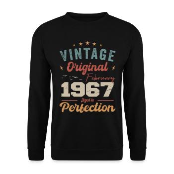 Né en février 1967 millésime 1967 anniversaire - Sweat-shirt Unisexe - noir - Devant - Alina (178cm) & Michal (187cm)