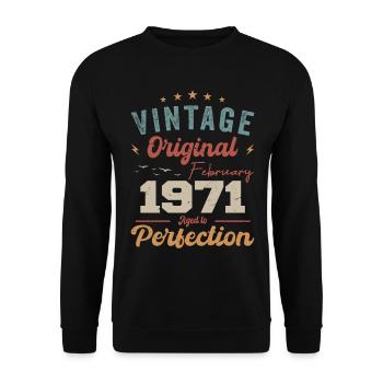 Born in February 1971 vintage 1971 birthday - Unisex Sweatshirt - black - Front - Alina (178cm) & Michal (187cm)