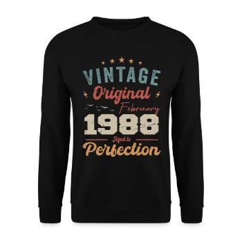 Geboren im Februar 1988 vintage 1988 Geburtstag - Unisex Pullover - Schwarz - Vorne - Alina (178cm) & Michal (187cm)