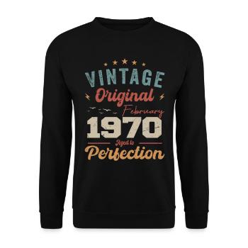 Né en février 1970 millésime 1970 anniversaire - Sweat-shirt Unisexe - noir - Devant - Alina (178cm) & Michal (187cm)