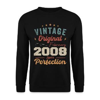 Né en février 2008 millésime 2008 anniversaire - Sweat-shirt Unisexe - noir - Devant - Alina (178cm) & Michal (187cm)