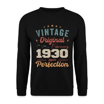 Né en février 1930 millésime 1930 anniversaire - Sweat-shirt Unisexe - noir - Devant - Alina (178cm) & Michal (187cm)
