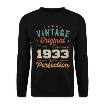 Né en février 1933 millésime 1933 anniversaire - Sweat-shirt Unisexe - noir - Devant - Alina (178cm) & Michal (187cm)