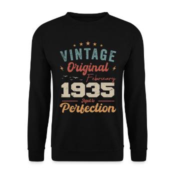 Born in February 1935 vintage 1935 birthday - Unisex Sweatshirt - black - Front - Alina (178cm) & Michal (187cm)