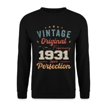 Né en février 1931 millésime 1931 anniversaire - Sweat-shirt Unisexe - noir - Devant - Alina (178cm) & Michal (187cm)