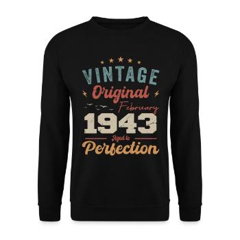 Né en février 1943 millésime 1943 anniversaire - Sweat-shirt Unisexe - noir - Devant - Alina (178cm) & Michal (187cm)