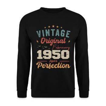 Né en février 1950 millésime 1950 anniversaire - Sweat-shirt Unisexe - noir - Devant - Alina (178cm) & Michal (187cm)