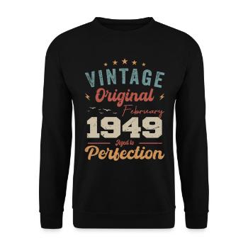 Né en février 1949 millésime 1949 anniversaire - Sweat-shirt Unisexe - noir - Devant - Alina (178cm) & Michal (187cm)