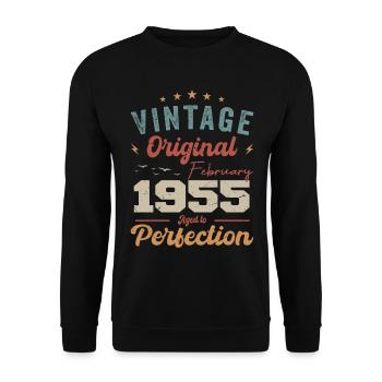 Né en février 1955 millésime 1955 anniversaire - Sweat-shirt Unisexe - noir - Devant - Alina (178cm) & Michal (187cm)