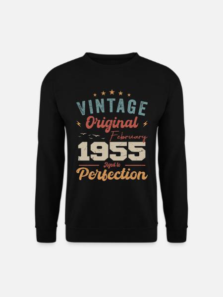 Geboren im Februar 1955 vintage 1955 Geburtstag - Unisex Pullover - Schwarz