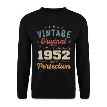 Né en février 1952 millésime 1952 anniversaire - Sweat-shirt Unisexe - noir - Devant - Alina (178cm) & Michal (187cm)