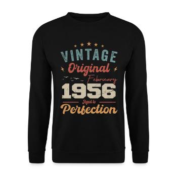 Né en février 1956 millésime 1956 anniversaire - Sweat-shirt Unisexe - noir - Devant - Alina (178cm) & Michal (187cm)