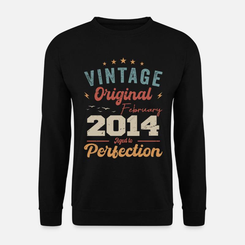 Geboren im Februar 2014 vintage 2014 Geburtstag - Unisex Pullover - Schwarz