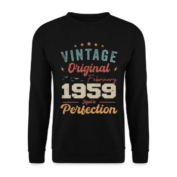 Né en février 1959 millésime 1959 anniversaire - Sweat-shirt Unisexe - noir - Devant - Alina (178cm) & Michal (187cm)