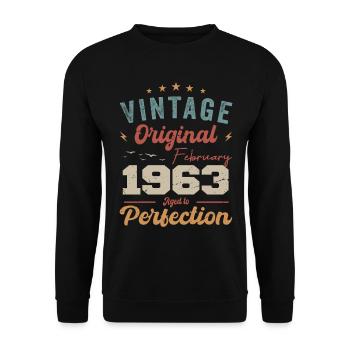 Date de naissance : février 1963, millésime 1963 - Sweat-shirt Unisexe - noir - Devant - Alina (178cm) & Michal (187cm)