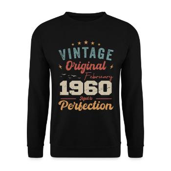 Né en février 1960 millésime 1960 anniversaire - Sweat-shirt Unisexe - noir - Devant - Alina (178cm) & Michal (187cm)