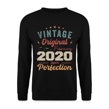 Né en février 2020 anniversaire millésime 2020 - Sweat-shirt Unisexe - noir - Devant - Alina (178cm) & Michal (187cm)