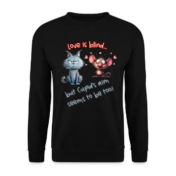 Love is blind... but Cupid's aim seems to be too! - Unisex Sweatshirt - black - Front - Alina (178cm) & Michal (187cm)