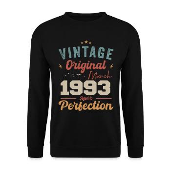 Mars 1993 Vintage Born Vintage Anniversaire - Sweat-shirt Unisexe - noir - Devant - Alina (178cm) & Michal (187cm)