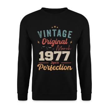 Mars 1977 Vintage Born Vintage Anniversaire - Sweat-shirt Unisexe - noir - Devant - Alina (178cm) & Michal (187cm)