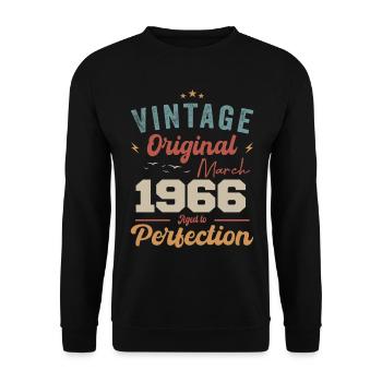 March 1966 Vintage Born Vintage Birthday - Unisex Sweatshirt - black - Front - Alina (178cm) & Michal (187cm)
