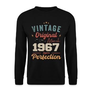 März 1967 Jahrgang geboren Vintage Geburtstag - Unisex Pullover - Schwarz - Vorne - Alina (178cm) & Michal (187cm)