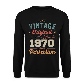 März 1970 Jahrgang geboren Vintage Geburtstag - Unisex Pullover - Schwarz - Vorne - Alina (178cm) & Michal (187cm)