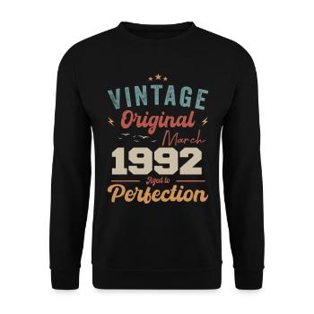 Mars 1992 Vintage Born Vintage Anniversaire - Sweat-shirt Unisexe - noir - Devant - Alina (178cm) & Michal (187cm)