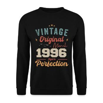March 1996 Vintage Born Vintage Birthday - Unisex Sweatshirt - black - Front - Alina (178cm) & Michal (187cm)