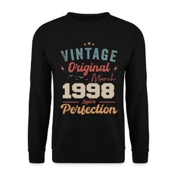Mars 1998 Vintage Né Vintage Anniversaire - Sweat-shirt Unisexe - noir - Devant - Alina (178cm) & Michal (187cm)