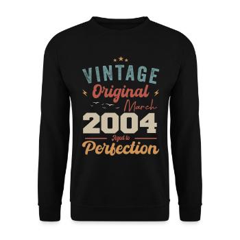 Mars 2004 Vintage Born Vintage Anniversaire - Sweat-shirt Unisexe - noir - Devant - Alina (178cm) & Michal (187cm)