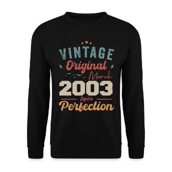 März 2003 Jahrgang geboren Vintage Geburtstag - Unisex Pullover - Schwarz - Vorne - Alina (178cm) & Michal (187cm)