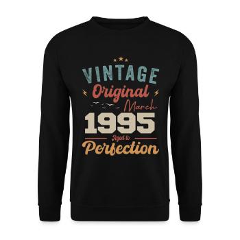 March 1995 Vintage Born Vintage Birthday - Unisex Sweatshirt - black - Front - Alina (178cm) & Michal (187cm)