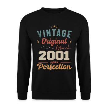 März 2001 Jahrgang geboren Vintage Geburtstag - Unisex Pullover - Schwarz - Vorne - Alina (178cm) & Michal (187cm)
