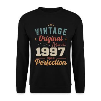 March 1997 Vintage Born Vintage Birthday - Unisex Sweatshirt - black - Front - Alina (178cm) & Michal (187cm)