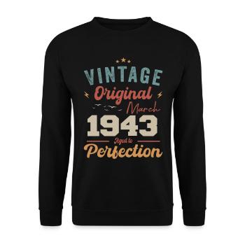 März 1943 Jahrgang geboren Vintage Geburtstag - Unisex Pullover - Schwarz - Vorne - Alina (178cm) & Michal (187cm)