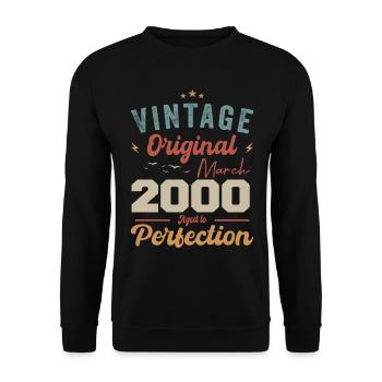 March 2000's Vintage Born Vintage Birthday - Unisex Sweatshirt - black - Front - Alina (178cm) & Michal (187cm)