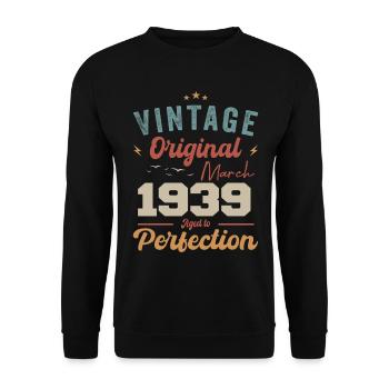 März 1939 Jahrgang geboren Vintage Geburtstag - Unisex Pullover - Schwarz - Vorne - Alina (178cm) & Michal (187cm)