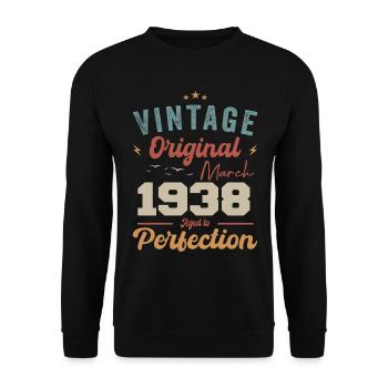 März 1938 Jahrgang geboren Vintage Geburtstag - Unisex Pullover - Schwarz - Vorne - Alina (178cm) & Michal (187cm)