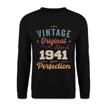 März 1941 Jahrgang geboren Vintage Geburtstag - Unisex Pullover - Schwarz - Vorne - Alina (178cm) & Michal (187cm)